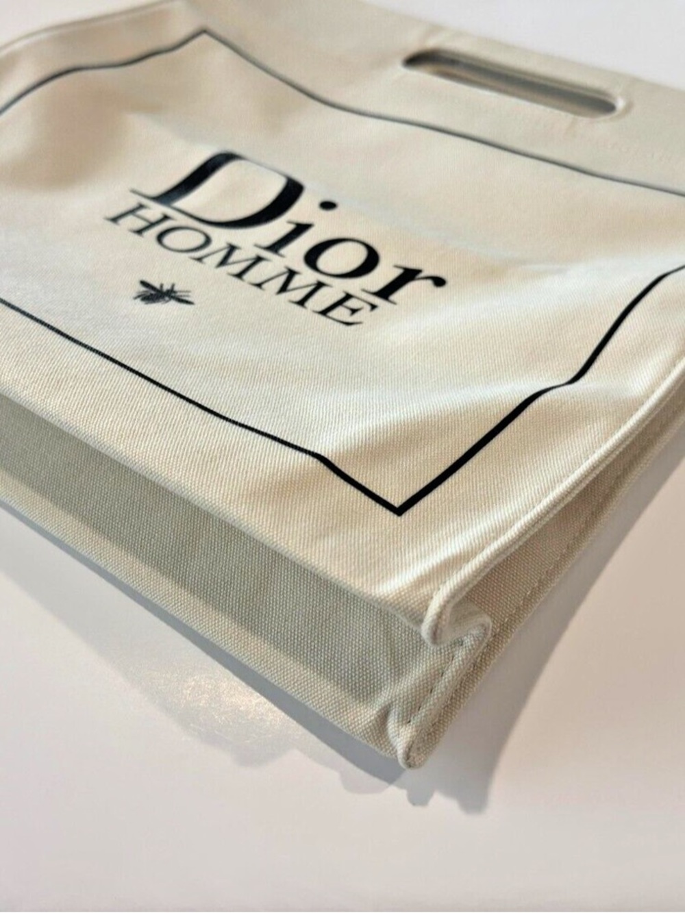 Dior Homme Cream and Black Logo Canvas Tote - Picture 2 of 5